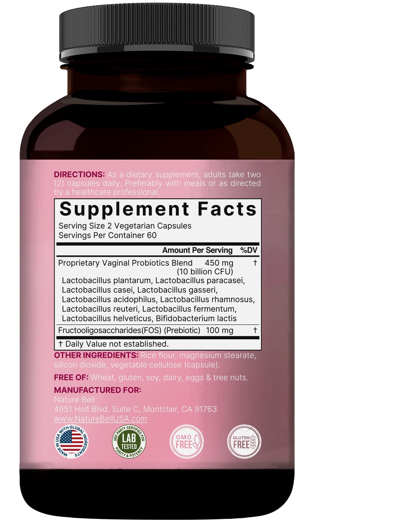 NatureBell Vaginal Probiotics for Women – 10B CFU, 120 Veggie Capsules