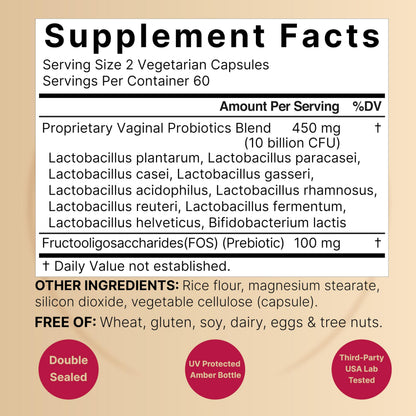 NatureBell Vaginal Probiotics for Women – 10B CFU, 120 Veggie Capsules