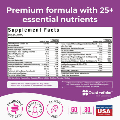 NatureGenX Methyl Prenatal with Probiotics – Vegan Prenatal Vitamins (60 Capsules)