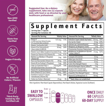 NatureGenX Just One Daily Methylated Multivitamin - 60 Caps, 2-Month Supply, Iron-Free, MTHFR Support, Gluten Free