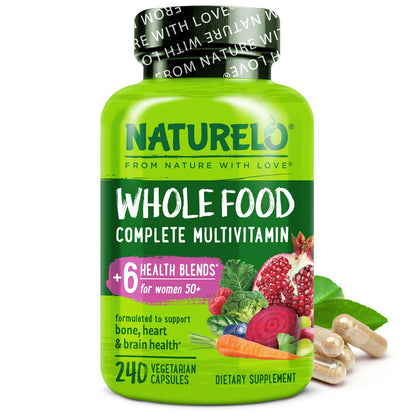 NATURELO Whole Food Multivitamin for Women 50+ – Iron Free, Plant-Based
