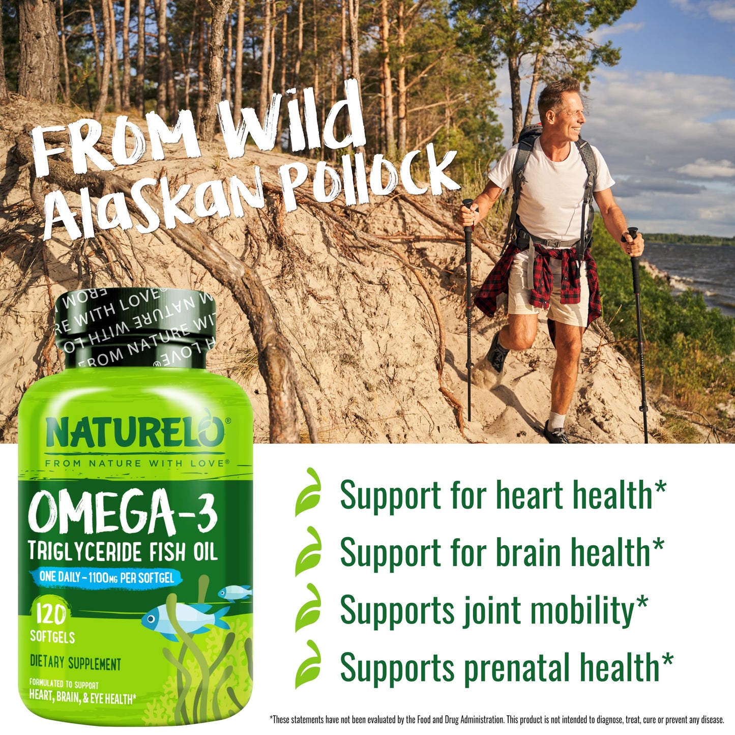 NATURELO Burpless Omega-3 Fish Oil - 1100mg TG EPA + DHA | 120 Softgels | 4 Months Supply