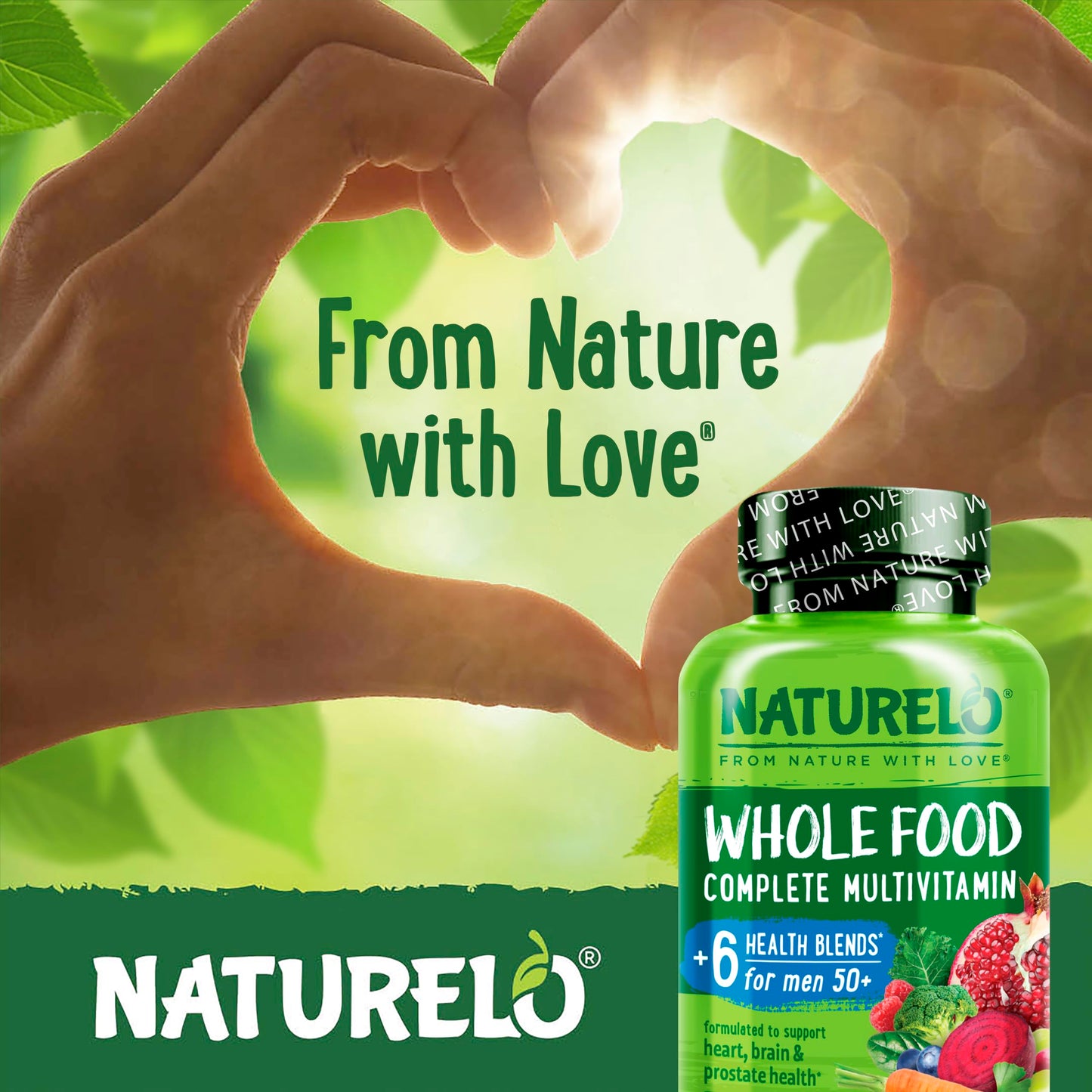 NATURELO Whole Food Multivitamin for Men 50+ – Plant-Based, 120 Capsules