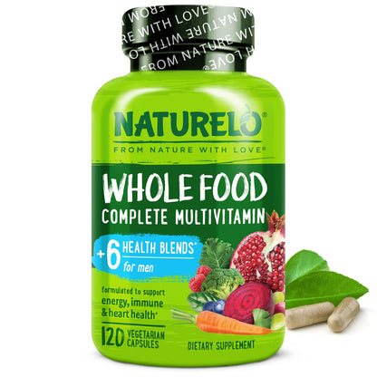 NATURELO Mens Multivitamins – Whole Food Multivitamin for Men | 120 Vegetarian Capsules