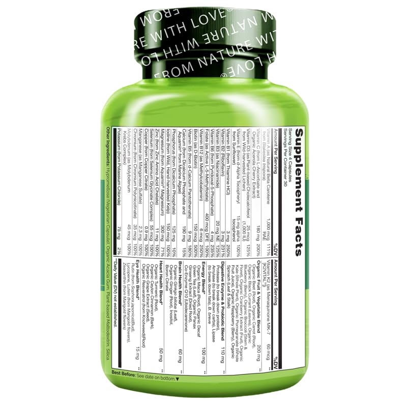 NATURELO Mens Multivitamins – Whole Food Multivitamin for Men | 120 Vegetarian Capsules