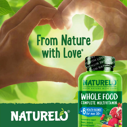 NATURELO Whole Food Multivitamin for Men 50+ – Plant-Based, 240 Capsules