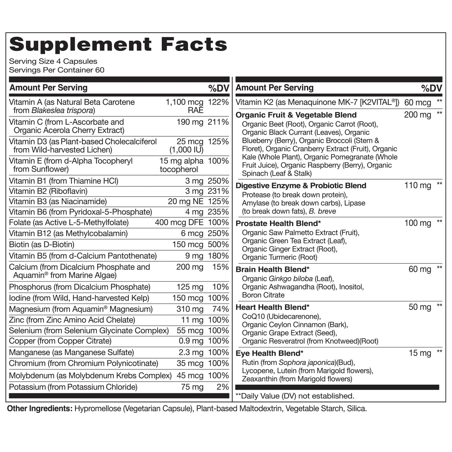 NATURELO Whole Food Multivitamin for Men 50+ – Plant-Based, 240 Capsules
