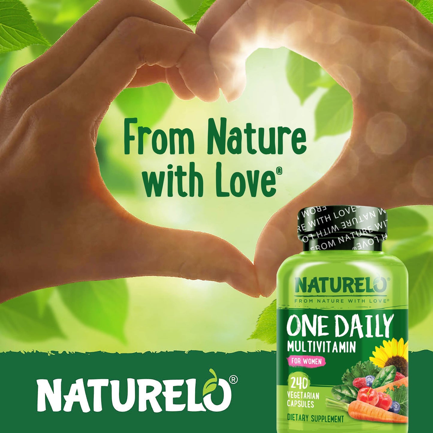 NATURELO One Daily Multivitamin for Women – 240 Ct | Vegan, Non-GMO, Gluten Free