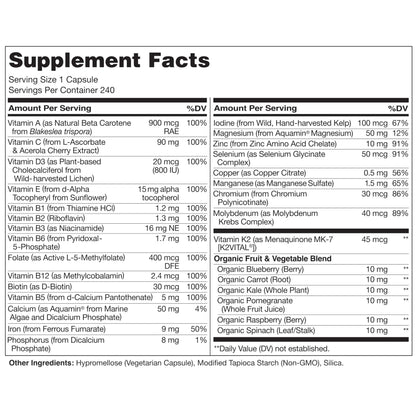 NATURELO One Daily Multivitamin for Women – 240 Ct | Vegan, Non-GMO, Gluten Free