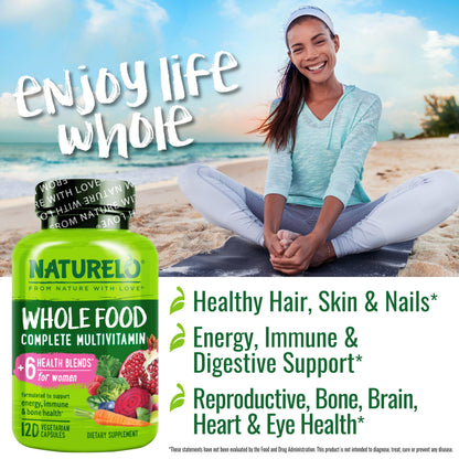 Naturelo Whole Food Multivitamin for Women – Plant-Based Vitamins, Organic Extracts & Vegan, Non-GMO