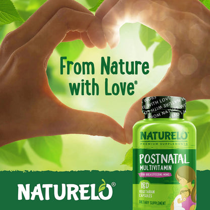 NATURELO Postnatal Multivitamin for Nursing Moms – Plant-Based Nutrition (180 Capsules)