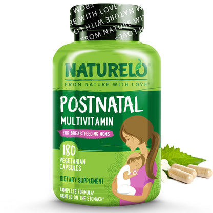 NATURELO Postnatal Multivitamin for Nursing Moms – Plant-Based Nutrition (180 Capsules)