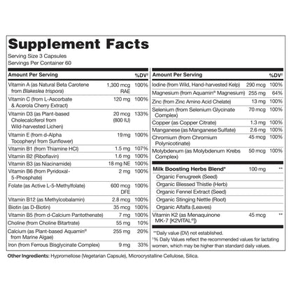 NATURELO Postnatal Multivitamin for Nursing Moms – Plant-Based Nutrition (180 Capsules)