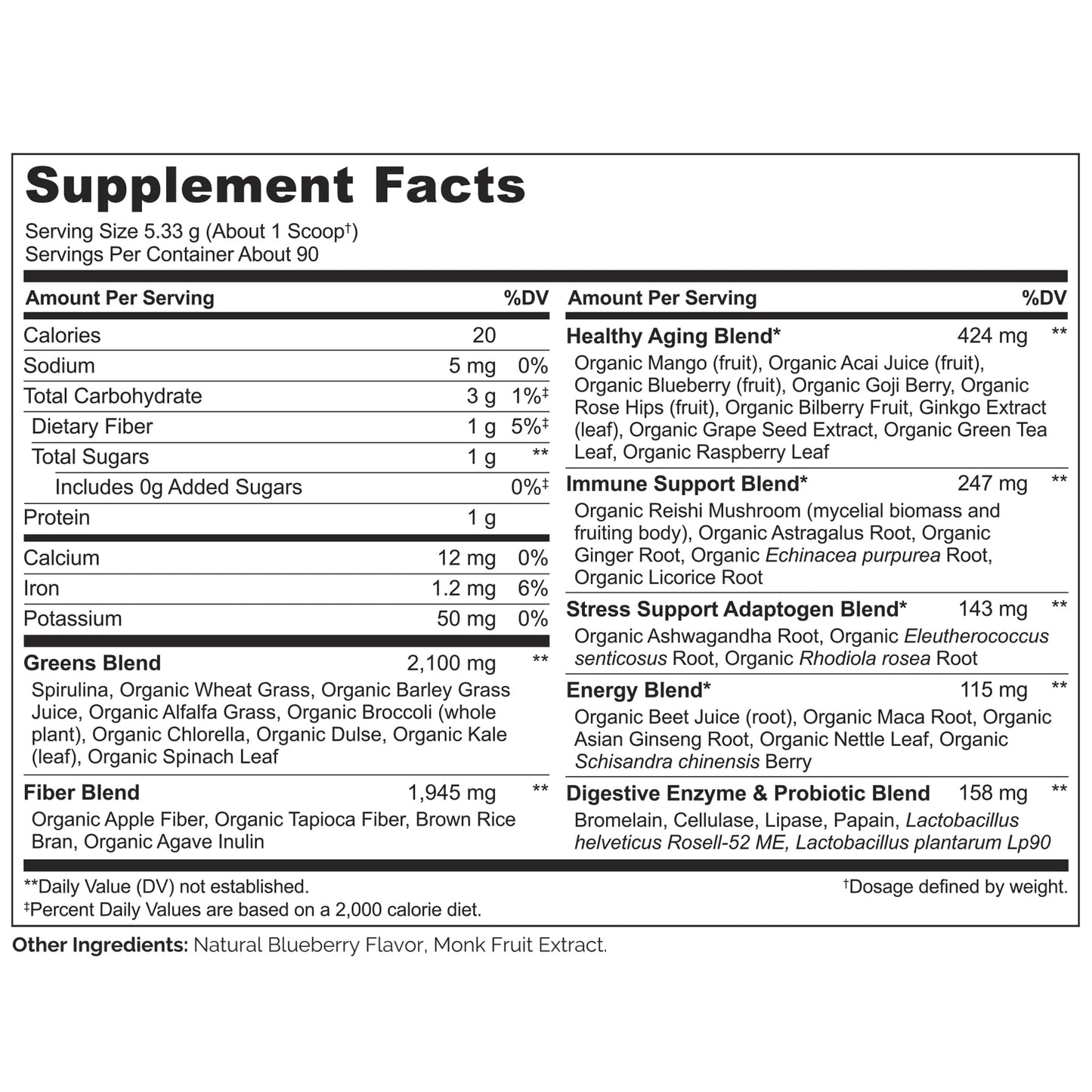 NATURELO Raw Greens Powder – Mixed Berry, 480 g | Energy, Immunity & Detox Support