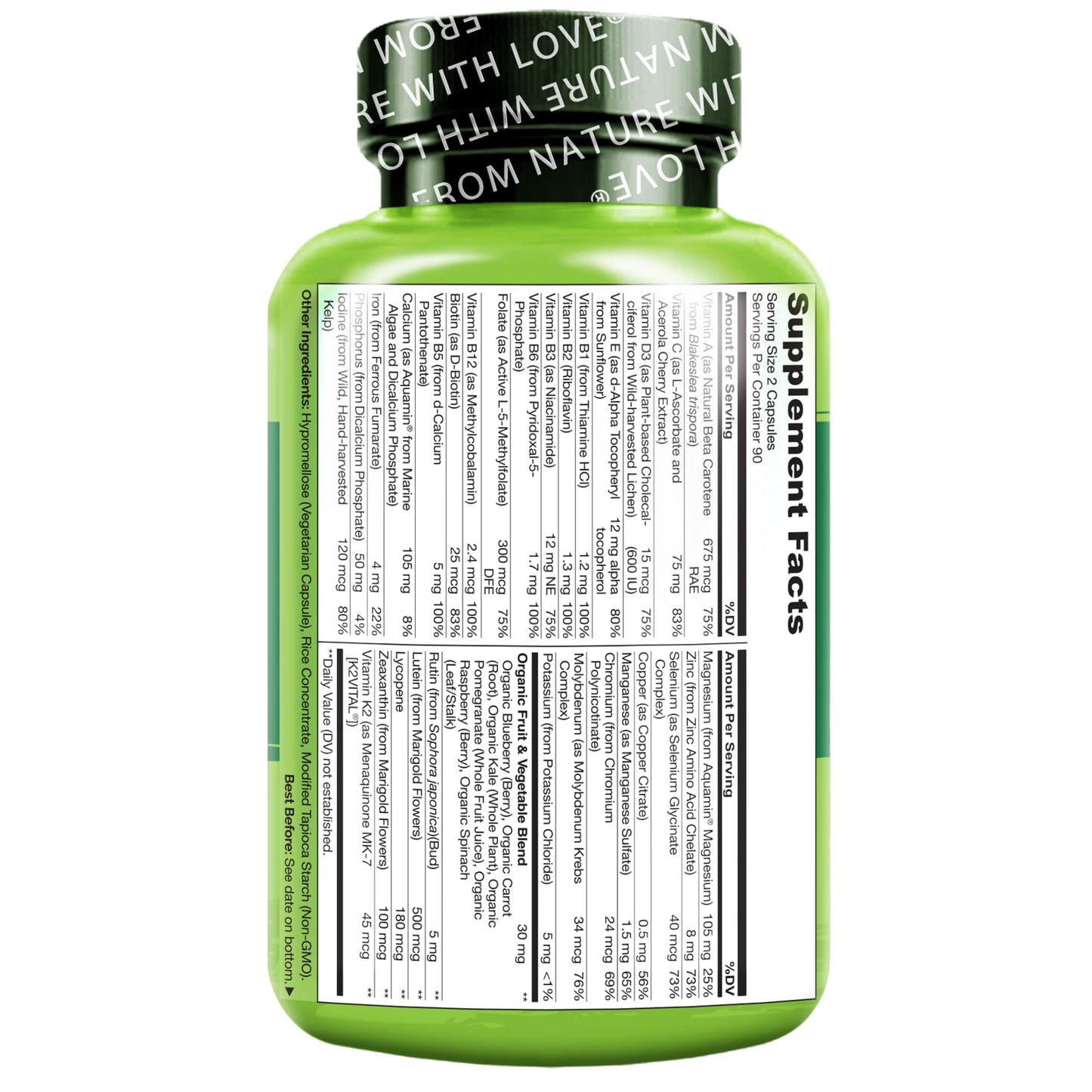 NATURELO Teen Multivitamin for Boys & Girls — 180 Plant-Based, Non-GMO, Vegetarian
