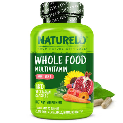 NATURELO Teen Multivitamin for Boys & Girls — 180 Plant-Based, Non-GMO, Vegetarian