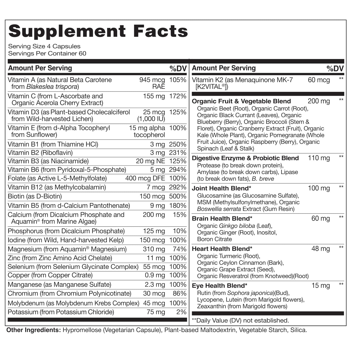 NATURELO Whole Food Multivitamin for Women 50+ – Iron Free, Plant-Based