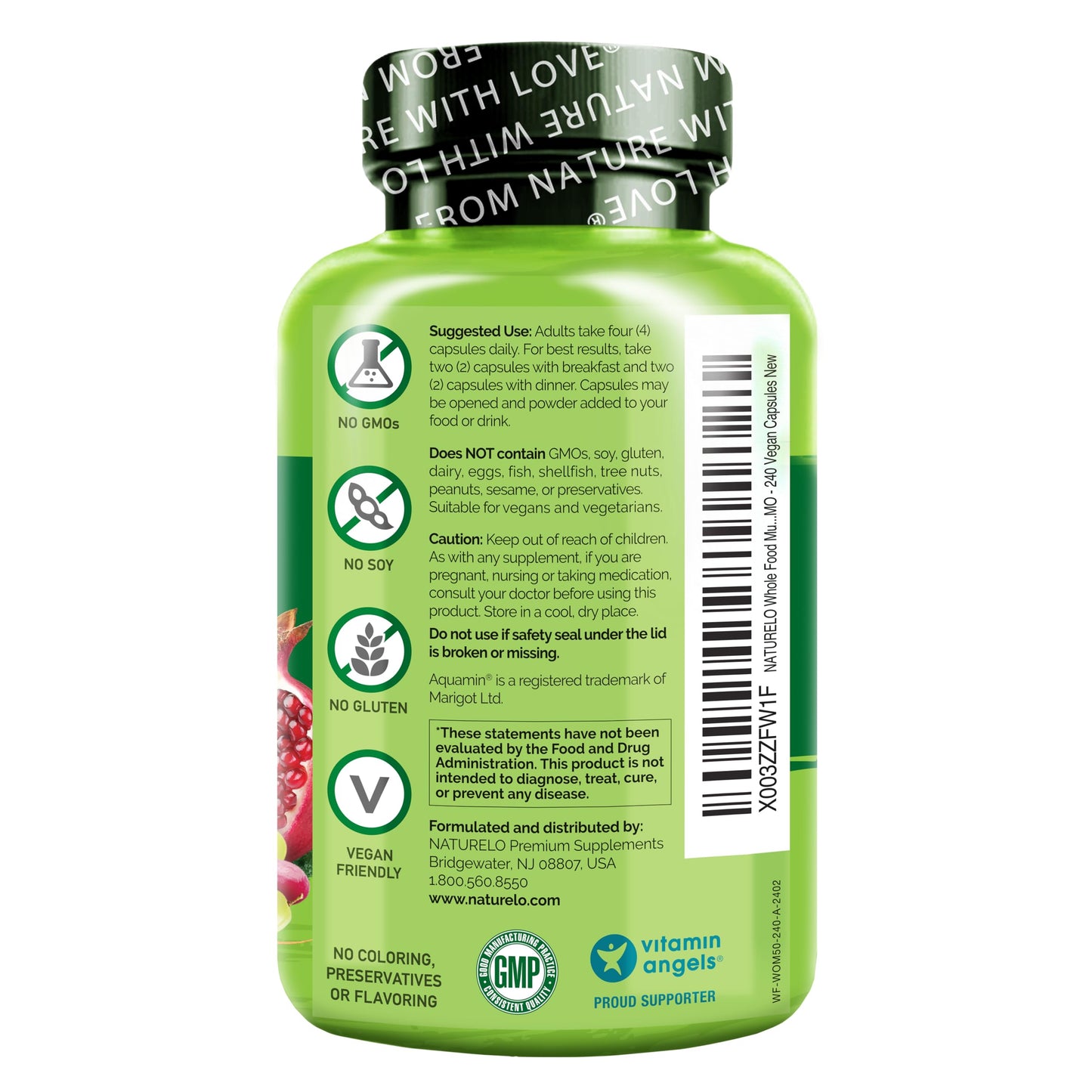 NATURELO Whole Food Multivitamin for Women 50+ – Iron Free, Plant-Based
