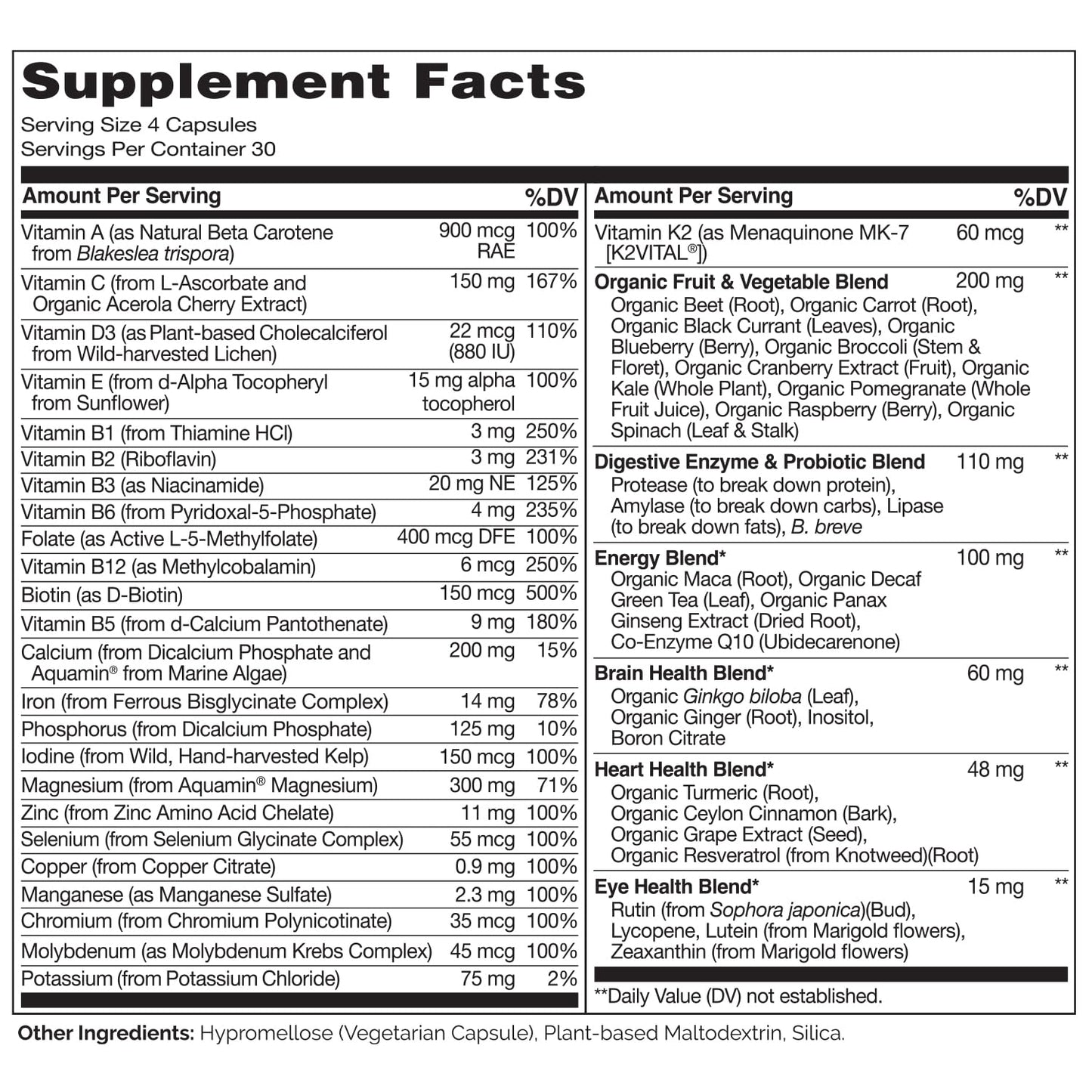 Naturelo Whole Food Multivitamin for Women – Plant-Based Vitamins, Organic Extracts & Vegan, Non-GMO