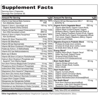 Naturelo Whole Food Multivitamin for Women – Plant-Based Vitamins, Organic Extracts & Vegan, Non-GMO