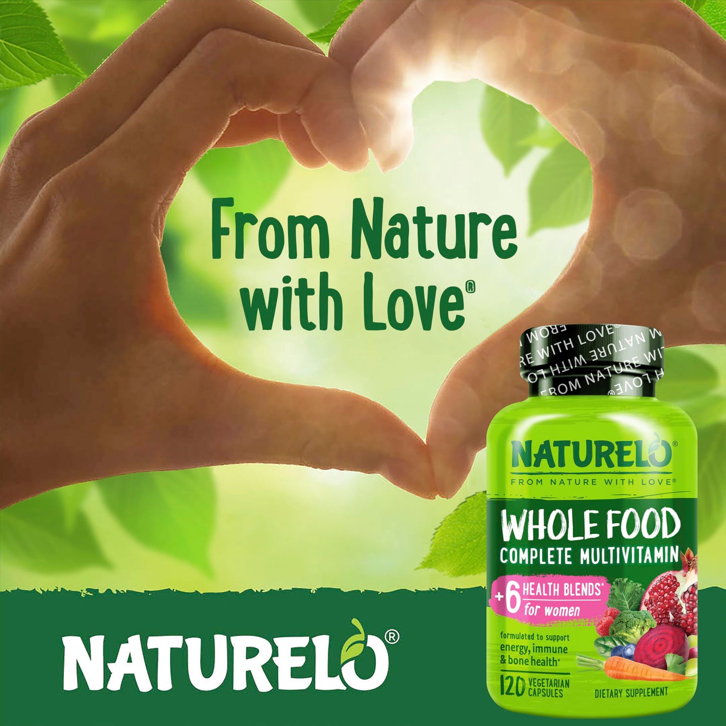 Naturelo Whole Food Multivitamin for Women – Plant-Based Vitamins, Organic Extracts & Vegan, Non-GMO