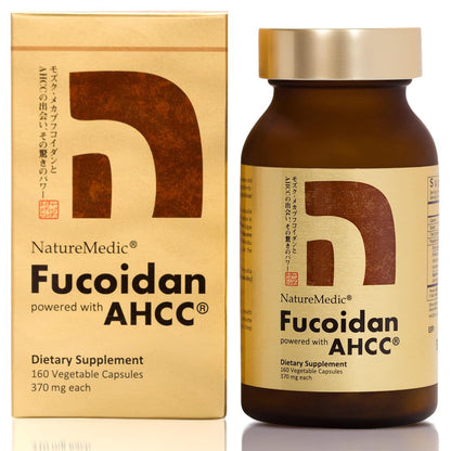 NatureMedic Fucoidan with AHCC® – Brown Seaweed Immunity Supplement, 160 Veg Capsules, Made in Japan