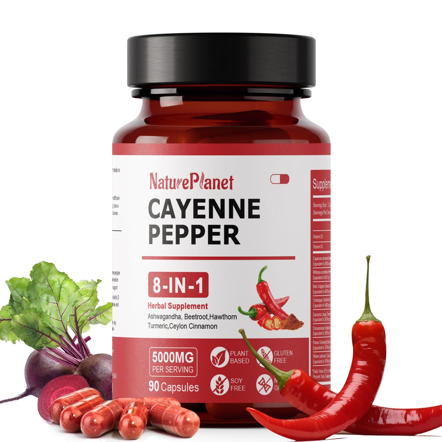 NaturePlanet Cayenne Pepper Capsules Organic (90 Caps) – Immune & Circulation Support, Made in USA