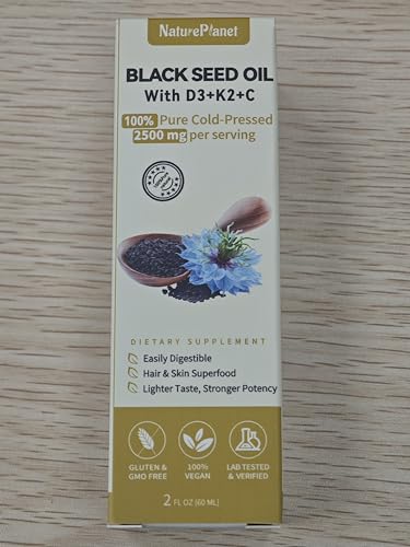 NaturePlanet Organic Soursop Bitters and Black Seed Oil Drops Bundles with Vitamins D3, K2, B6, C | Vegan, Non-GMO, Gluten-Free