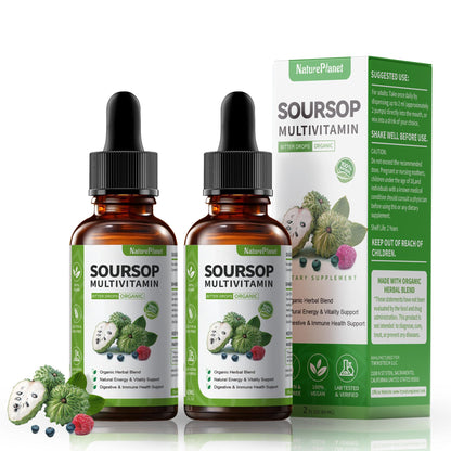 NaturePlanet Soursop Bitters Drops with Vitamin C, D3 & B6 — Immune Support & Digestive Health
