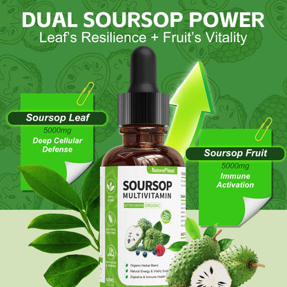 NaturePlanet Soursop Bitters Drops with Vitamin C, D3 & B6 — Immune Support & Digestive Health