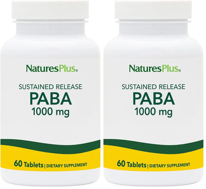 NaturesPlus PABA Sustained Release 1000 mg – 60 Veg Tablets (Pack of 2)