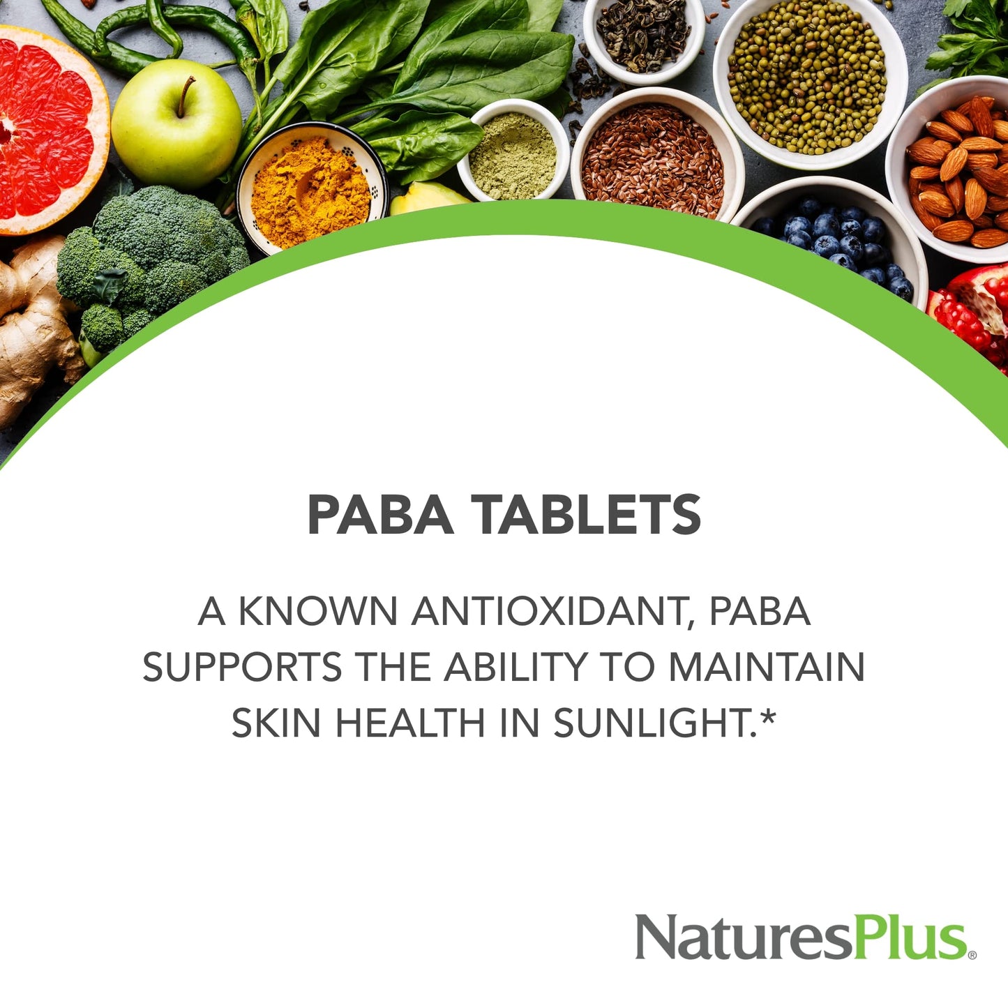NaturesPlus PABA Sustained Release 1000 mg – 60 Veg Tablets (Pack of 2)