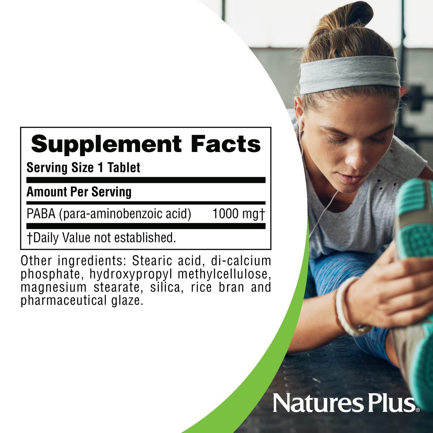 NaturesPlus PABA Sustained Release 1000 mg – 60 Veg Tablets (Pack of 2)