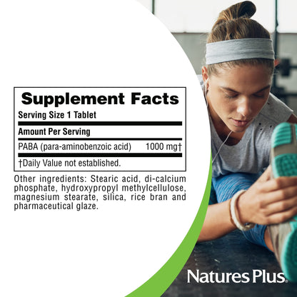 NaturesPlus PABA Sustained Release 1000 mg – 60 Veg Tablets (Pack of 2)