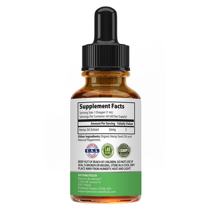 NATURE'S BENEFICIALS Organic Hemp Oil Extract Drops 3000mg – Ultra Premium, Sleep & Joint Support