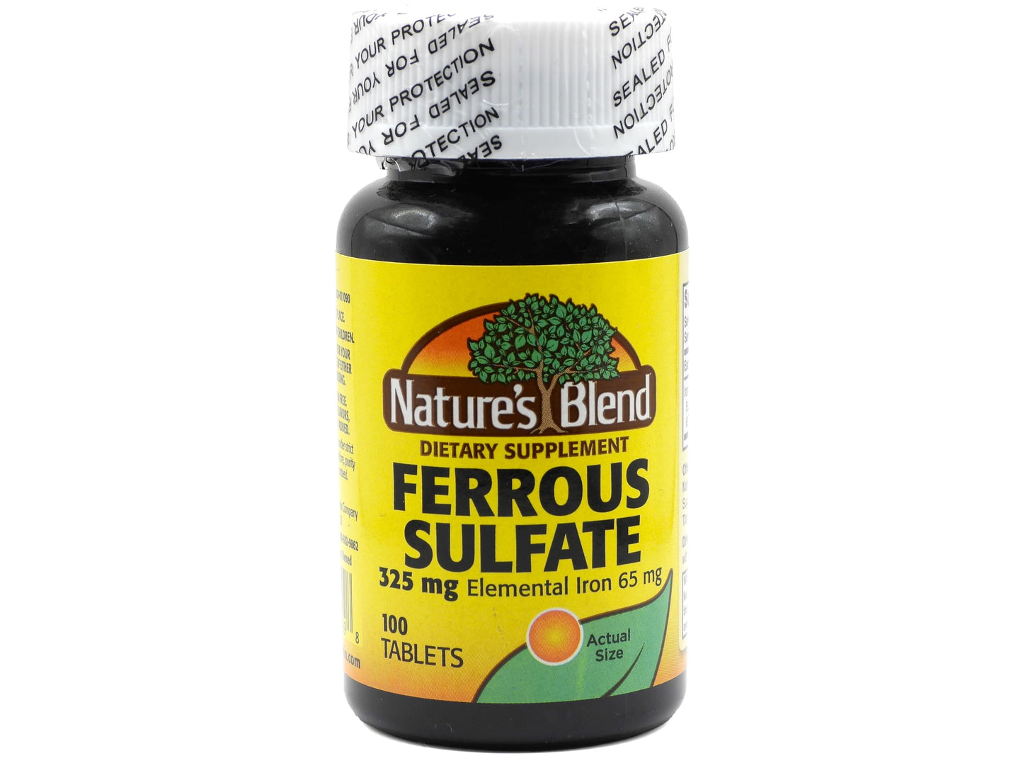 Nature's Blend Ferrous Sulfate 325 mg – Iron Supplement, 100 Tablets (Assorted)