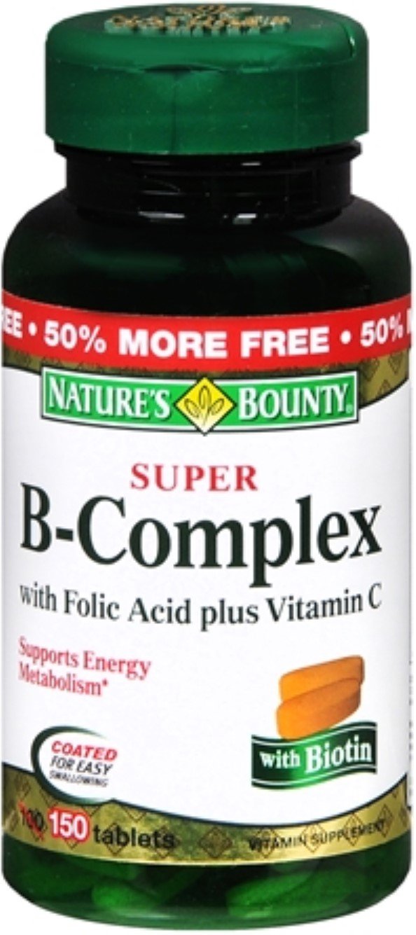 Nature's Bounty B-Complex with Folic Acid Plus Vitamin C - 150 Count Tablets (Pack of 1)