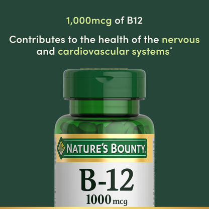 Nature's Bounty Vitamin B12 1000 mcg – Supports Energy Metabolism, 200 Count