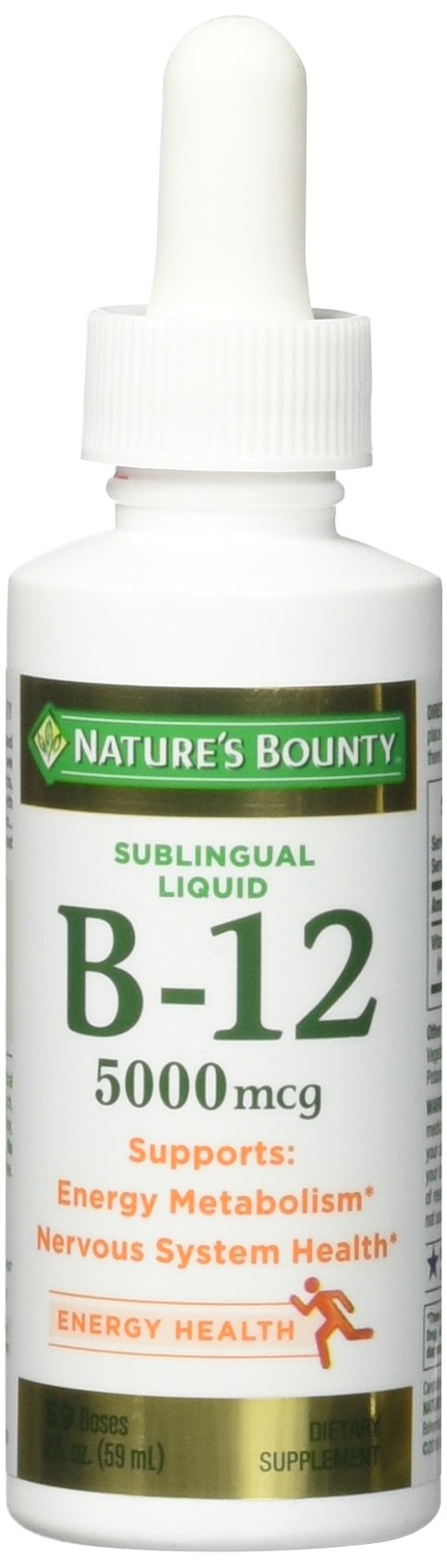 Nature's Bounty B-12 5000 mcg Sublingual Liquid - Energy & Health - 2 oz (Pack of 5)