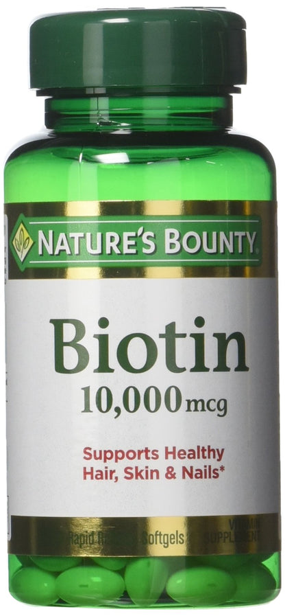 Nature's Bounty Biotin 10,000 mcg – Rapid Release Softgels 120 Count, Pack of 3