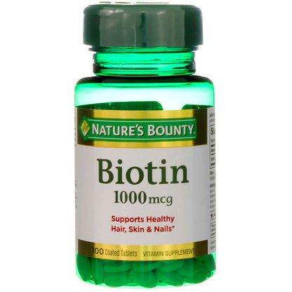 Nature's Bounty Biotin 1000 mcg Coated Tablets – 100 Count (1 Pack)