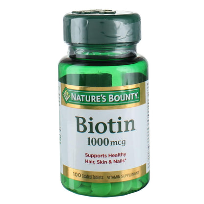Nature's Bounty Biotin 1000 mcg Coated Tablets – 100 Count (1 Pack)