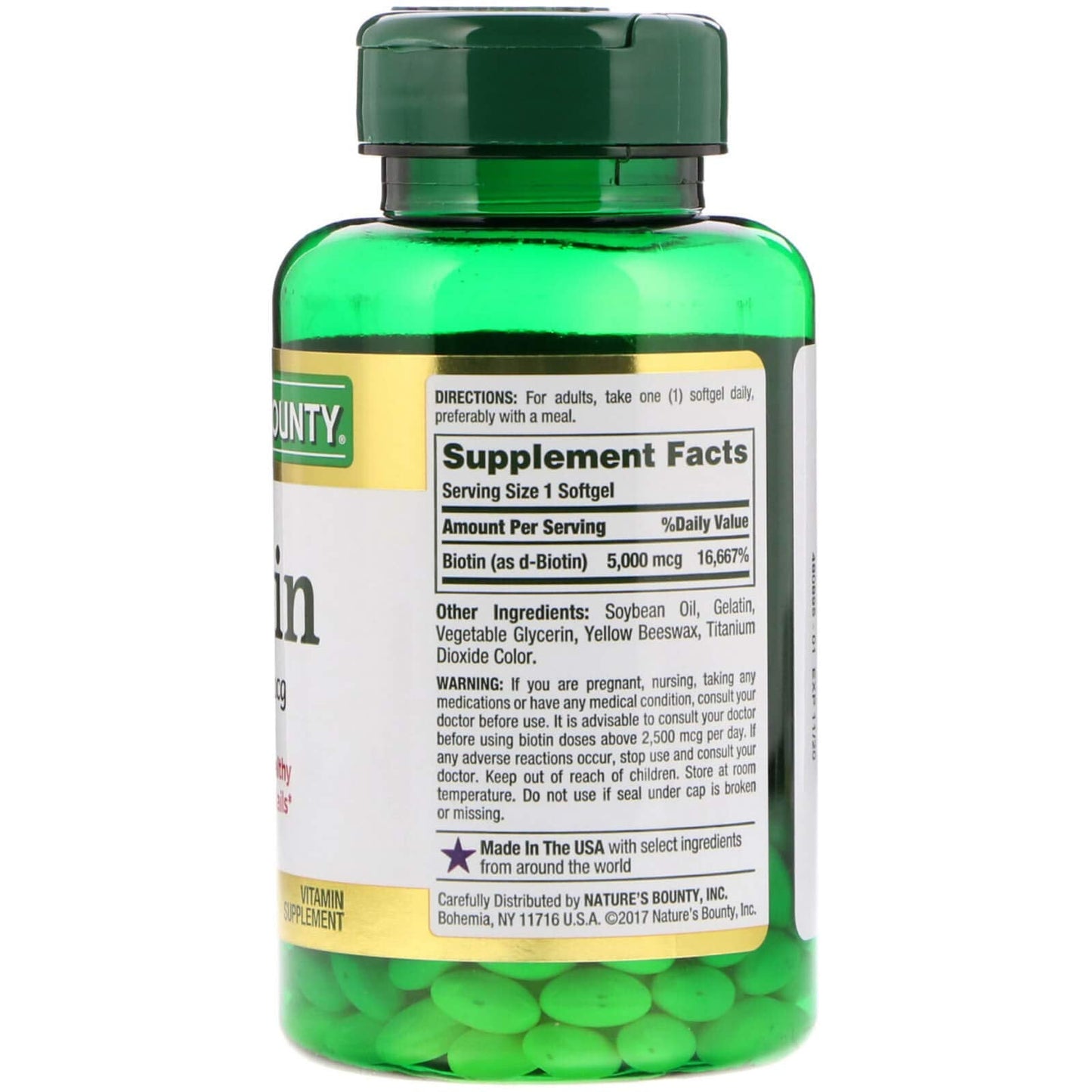 Nature's Bounty Biotin 5000mcg Rapid Release Softgels – 3 x 150-count Value Pack