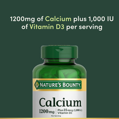 Nature's Bounty Calcium 1200 mg + Vitamin D3 1000 IU Softgels – Bone Health, 120 ct