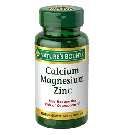 Nature's Bounty Calcium Magnesium Zinc Caplets – 100 Count, Pack of 6