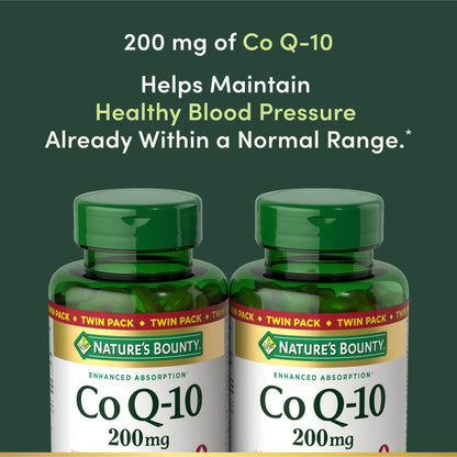 Nature’s Bounty CoQ10 200 mg Softgels – Twin Pack, 160 Rapid Release | Heart Health & Cellular Energy