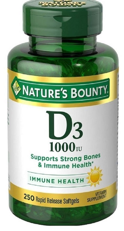 Nature's Bounty Vitamin D3 1000 IU Rapid Release Softgels - 250 ea (Pack of 2)