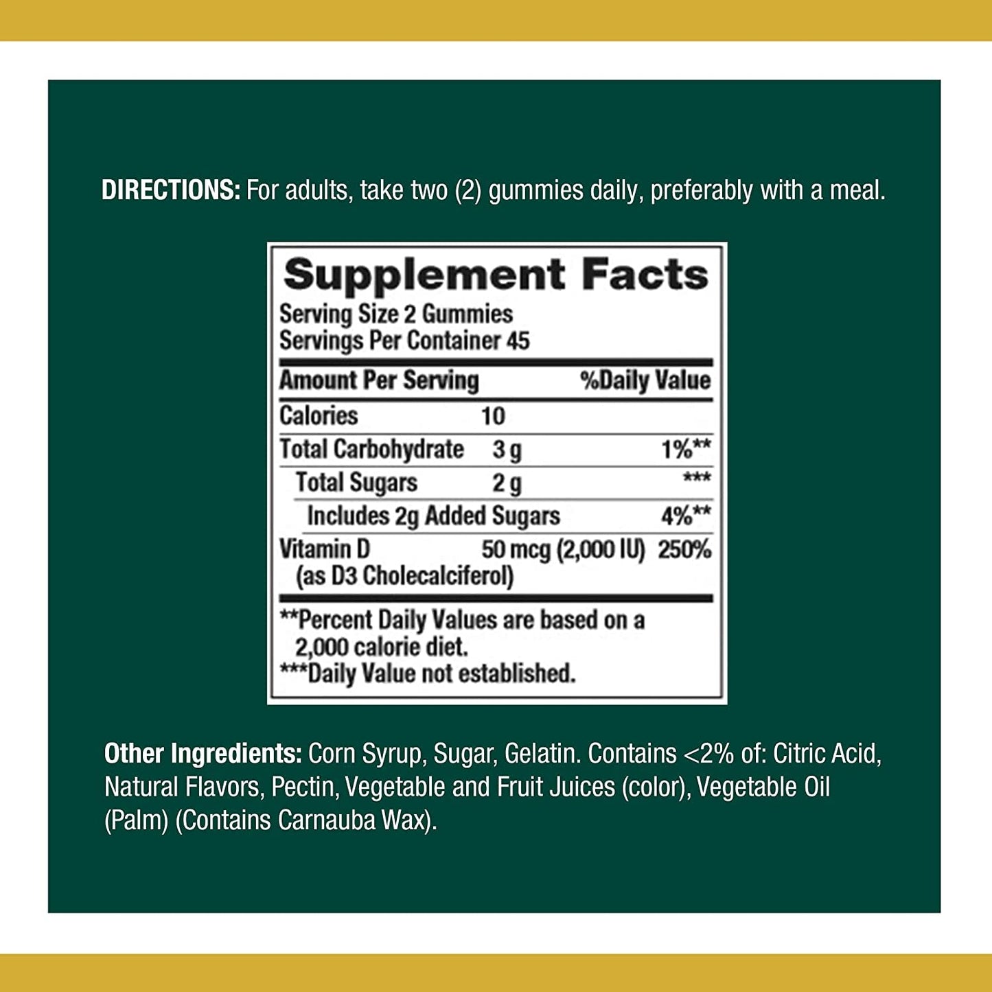 Nature's Bounty Vitamin D3 Gummies – Immune Support (50 mcg/2000 IU) – 90 Gummies