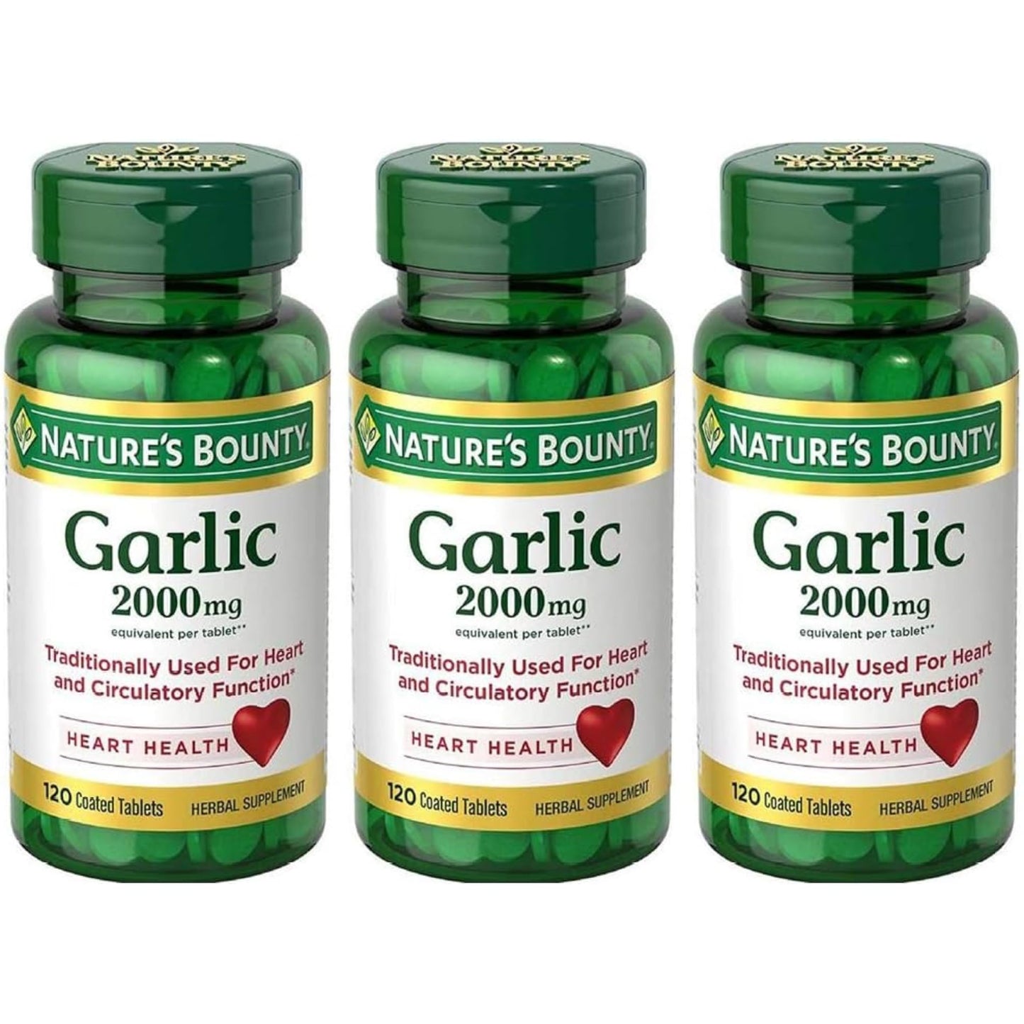Nature's Bounty Garlic 2000mg Tablets - 120 ea (Pack of 3)