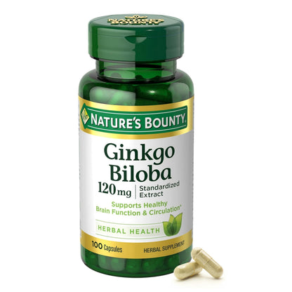 Nature's Bounty Ginkgo Biloba 120 mg — Brain Function & Memory Support | 100 Capsules